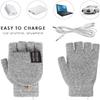 Knitted Heated Glove Winter Fingerless Glove 2 in 1 Warm Mitten Full Half Finger Hand Warm Laptop Heated Flip Top Mitten view 3
