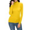 XUETON Womens Long Sleeve Mock Turtleneck T-Shirts Stretch Slim Fitted Lightweight Solid Undershirts Base Layer Tee Tops(Yellow,X-Large) view 2