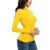 XUETON Womens Long Sleeve Mock Turtleneck T-Shirts Stretch Slim Fitted Lightweight Solid Undershirts Base Layer Tee Tops(Yellow,X-Large) view 3