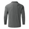 XUETON Mens Long Sleeve Polo Shirts Big and Tall Muscle Golf Tennis T-Shirts Zip Up V Neck Striped Tees Casual Summer Tops(Grey,Large) view 3