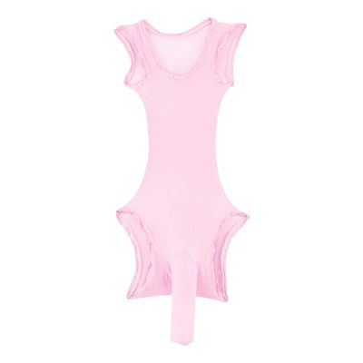 Men's Jockstrap Bodysuit Sheer See Through Underwear One Piece Bulge Lace Bodysuit Leotard Lingerie Nightwear (Pink,One Size)