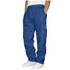 Men's Heavyweight Fleece Cargo Sweatpants Elastic Waist Drawstring Athletic Trousers Casual Baggy Jogger Pants with Pockets view 1