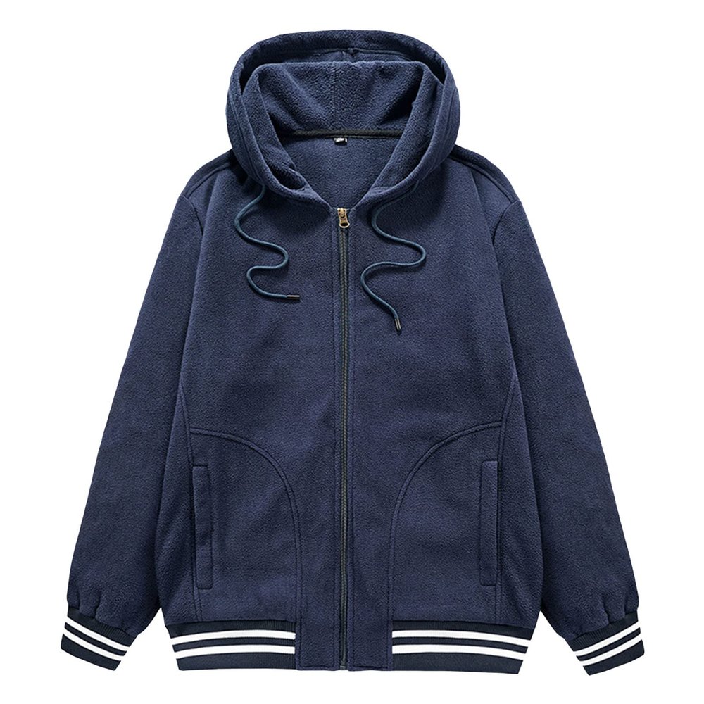 JEsilunmaMY Mens Outdoor Polar Fleece Sportwear Zip Long Sleeve Sports Cardigan Sweater Spring Fall Sweatshirt Varsity Jacket (Dark Blue,X-Large)