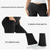 COPYLEAF Women's Flare Yoga Pants with Pockets-V Crossover High Waisted Bootcut Yoga Leggings-Flare Bell Bottom Workout Gym Leggings Black view 4