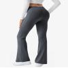 COPYLEAF Women's Flare Yoga Pants with Pockets-V Crossover High Waisted Bootcut Yoga Leggings-Flare Bell Bottom Workout Gym Leggings Gray view 2