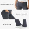 COPYLEAF Women's Flare Yoga Pants with Pockets-V Crossover High Waisted Bootcut Yoga Leggings-Flare Bell Bottom Workout Gym Leggings Gray view 4