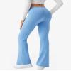 COPYLEAF Women's Flare Yoga Pants with Pockets V Crossover High Waisted Bootcut Yoga Leggings-Flare Bell Bottom Workout Gym Leggings Blue view 2