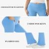 COPYLEAF Women's Flare Yoga Pants with Pockets V Crossover High Waisted Bootcut Yoga Leggings-Flare Bell Bottom Workout Gym Leggings Blue view 4