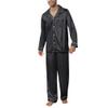 U2SKIIN Mens Silk Pajamas Set, Long Sleeve Satin Pajamas for Men Sleepwear Button Down Pjs Set Two-piece(BLACK,2XL) view 1