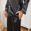U2SKIIN Mens Silk Pajamas Set, Long Sleeve Satin Pajamas for Men Sleepwear Button Down Pjs Set Two-piece(BLACK,2XL) view 2