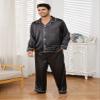 U2SKIIN Mens Silk Pajamas Set, Long Sleeve Satin Pajamas for Men Sleepwear Button Down Pjs Set Two-piece(BLACK,2XL) view 3