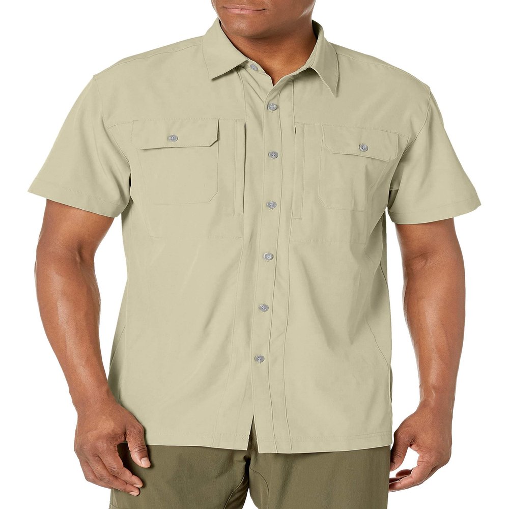 Little Donkey Andy Men's Lightweight Short Sleeve Shirt Quick Dry Shirt for Hiking Boating, UPF50 Khaki XL