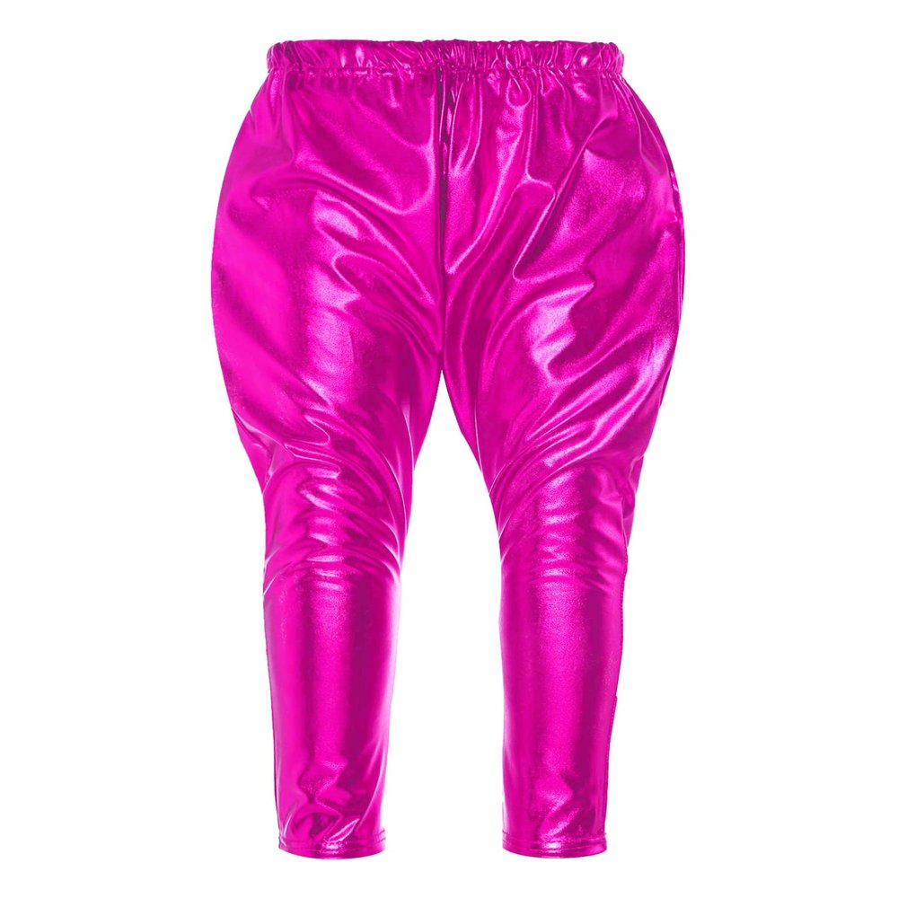 FEESHOW Kids Girls Boys Metallic Harem Dance Pants for Modern Hip Hop Sports Gymnastic Workout Dancewear Hot Pink 12-24 Months