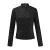 DASEIS Pu Moto Biker Outwear, Long Sleeve Fashion Coats Teen Girls Winter Beach Short Lightweight Fitted Crewneck Coats Solid Color Zip Up Faux Leather Coat for Women Black view 4