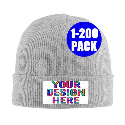 Custom Beanie Hat Design Your Own Logo Personalized Winter Knitted Hats for Men Women Warm Knit Beanies Cap Gifts for Christmas Birthday (Deep Grey)