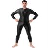 Loloda Mens Turtleneck Shimmery Smooth Long Sleeve Unitard Bodysuit Jumpsuit Dancewear Clubwear Black One Size view 1