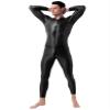 Loloda Mens Turtleneck Shimmery Smooth Long Sleeve Unitard Bodysuit Jumpsuit Dancewear Clubwear Black One Size view 4