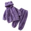 Toddler Kids Baby Girl Boy Clothes Winter Warm Fleece Hooded Bear Ear Sweatshirt Tops and Pants 2Pcs Fall Easter Outfits (Purple, 3-4 Years) view 1