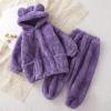 Toddler Kids Baby Girl Boy Clothes Winter Warm Fleece Hooded Bear Ear Sweatshirt Tops and Pants 2Pcs Fall Easter Outfits (Purple, 3-4 Years) view 4