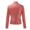 DASEIS Zip Up Motorcycle Short Coat, Long Sleeve Classic Fall Coats Womens Work Plus Size Round Neck Solid Jacket Zip Leather Light Fitted Jackets Women Pink view 4