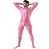 Loloda Mens Turtleneck Shimmery Smooth Long Sleeve Unitard Bodysuit Jumpsuit Dancewear Clubwear Pink One Size view 4