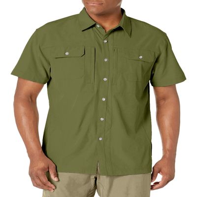 Little Donkey Andy Men's Lightweight Short Sleeve Shirt Quick Dry Shirt for Hiking Boating, UPF50 Olive L