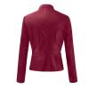 DASEIS Pu Moto Biker Outwear, Work Coats Women Crop Long Sleeve Classic Winter Zip Leather Coat Lightweight Fit Round Neck Solid Coats Teen Girls Wine view 4