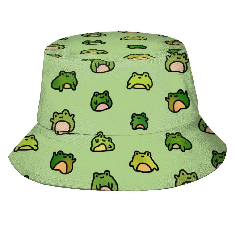 Frog Bucket Hat for Women Men Summer Outdoor Foldable Wide Brim Fisherman Hat Fishing Sun Hat