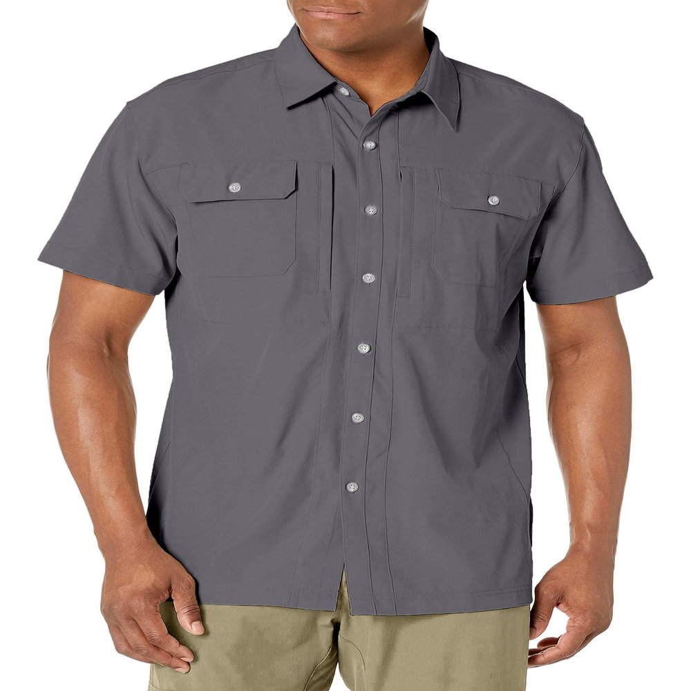 Little Donkey Andy Men's Lightweight Short Sleeve Shirt Quick Dry Shirt for Hiking Boating, UPF50 Gray XXL