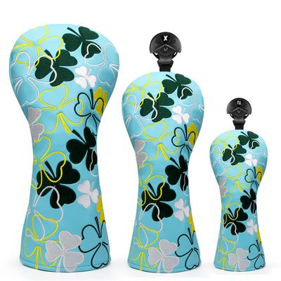 Lucky Shamrock Golf Driver Headcover, Fairway Wood Head Cover, Hybrid/Rescue Headcover, Golf Club Covers for Driver and Woods, Hybrids, Synthetic Leather Golf Wood Head Covers Set