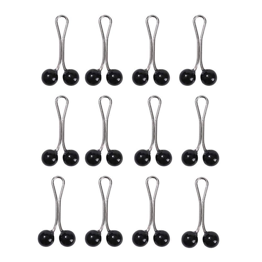 12Pcs Multicolor Headscarf Pearl Pins Clips U Shape Hijab Scarf Lady Muslim Scarf Shawl Clips Scarf Brooches Pin Jewelry Accessories(black)