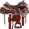 SHOWMEN CRAFT Barrel Racer Show Trail Riding Tooled Leather Western Saddle Tack Horse and Pony Size 14 Inches Seat view 1