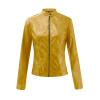 DASEIS Motorcycle Bike Faux Leather Coat, Oversize Jackets Women Long Sleeve Classic Winter Camping Scoop Neck Overcoat Solid Zip Up Leather Lightweight Fit Coats Ladies Yellow view 3