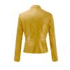DASEIS Motorcycle Bike Faux Leather Coat, Oversize Jackets Women Long Sleeve Classic Winter Camping Scoop Neck Overcoat Solid Zip Up Leather Lightweight Fit Coats Ladies Yellow view 4