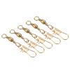 PATIKIL Fishing Barrel Swivel with Interlock Snap, 100Pcs 17lb Carbon Steel Solid Ring Terminal Tackle for Saltwater Freshwater Fishing, Golden view 1