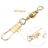 PATIKIL Fishing Barrel Swivel with Interlock Snap, 100Pcs 17lb Carbon Steel Solid Ring Terminal Tackle for Saltwater Freshwater Fishing, Golden view 4