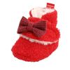Baby Winter Boots Infant Slippers Fleece Winter Warm Prewalker Boots Soft Sole Crib Shoes Snow Boots 0-18 Months (Red, 6-12 Months) view 1
