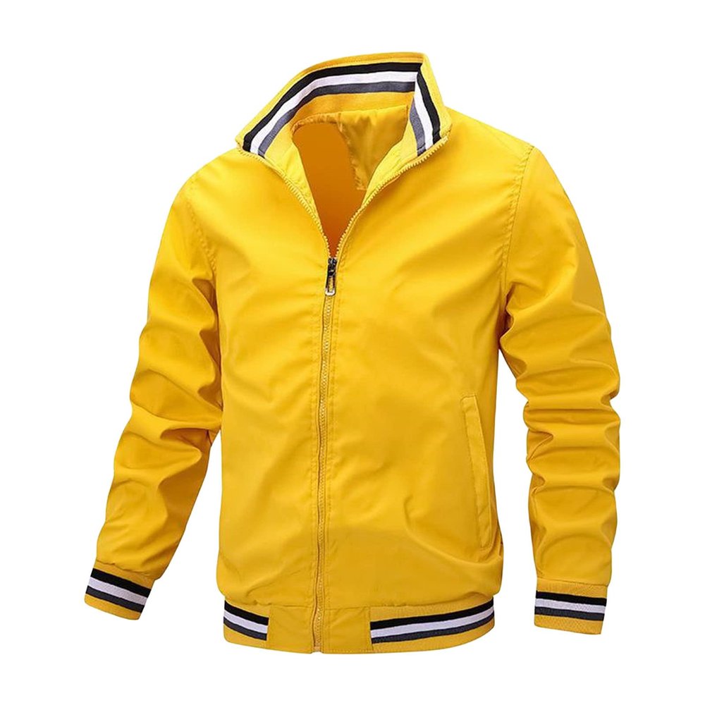 Maiyifu-GJ Men Lightweight Windproof Bomber Jacket Slim Casual Full Zip Softshell Coat Outdoor Spring Breathable Windbreaker (Yellow,Medium)