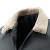 Maiyifu-GJ Men's Faux Fur Collar Bomber Jacket Winter Warm Zipper Lapel Vintage Coat Lightweight Thermal Trucker Coats (Grey,X-Large) view 2