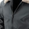 Maiyifu-GJ Men's Faux Fur Collar Bomber Jacket Winter Warm Zipper Lapel Vintage Coat Lightweight Thermal Trucker Coats (Grey,Medium) view 4