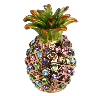Bling Pineapples Trinket Boxes Hinged Crystal Enamel Trinket Jewelry Box Collectibles Gifts, Pineapples Trinket Box New Lovely Fruit Jewelry Box Gifts