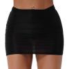 YONGHS Woman's Mesh Sheer Transparent Ruched Micro Mini Hip Skirt Night Club Bodycon Pencil Skirt Black One Size view 3