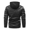 JEsilunmaMY Men's Multi-Pocket Leather Jacket Zip Motorcycle Cotton Coat with Detachable Hood Winter Outdoor Biker Outwear (Black,Large) view 4