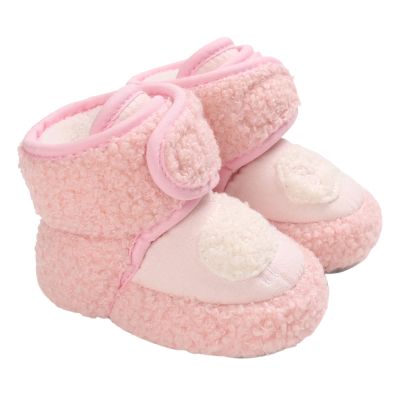 Baby Shoes Newborn Infant Fleece Booties Winter Warm Snow Boots Soft Sole Crib Shoes Booties (Pink, 13)