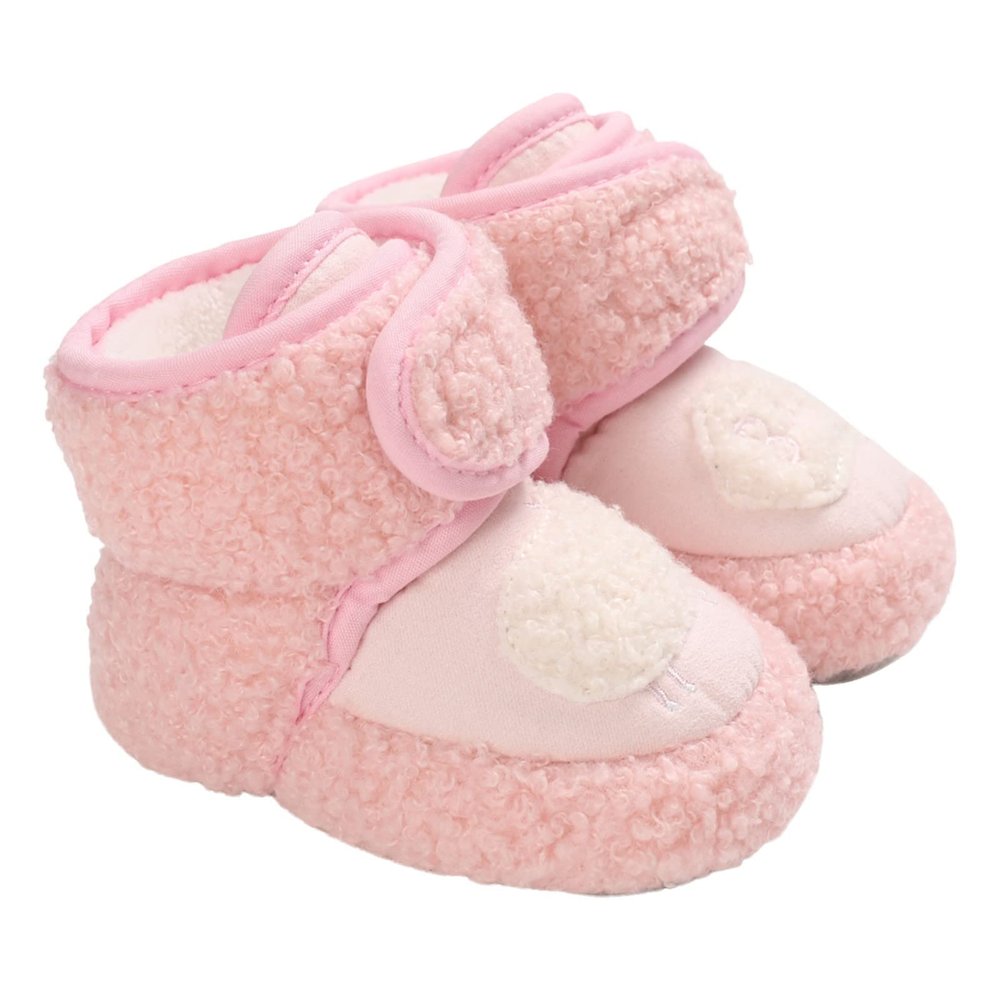 Baby Shoes Newborn Infant Fleece Booties Winter Warm Snow Boots Soft Sole Crib Shoes Booties (Pink, 13)
