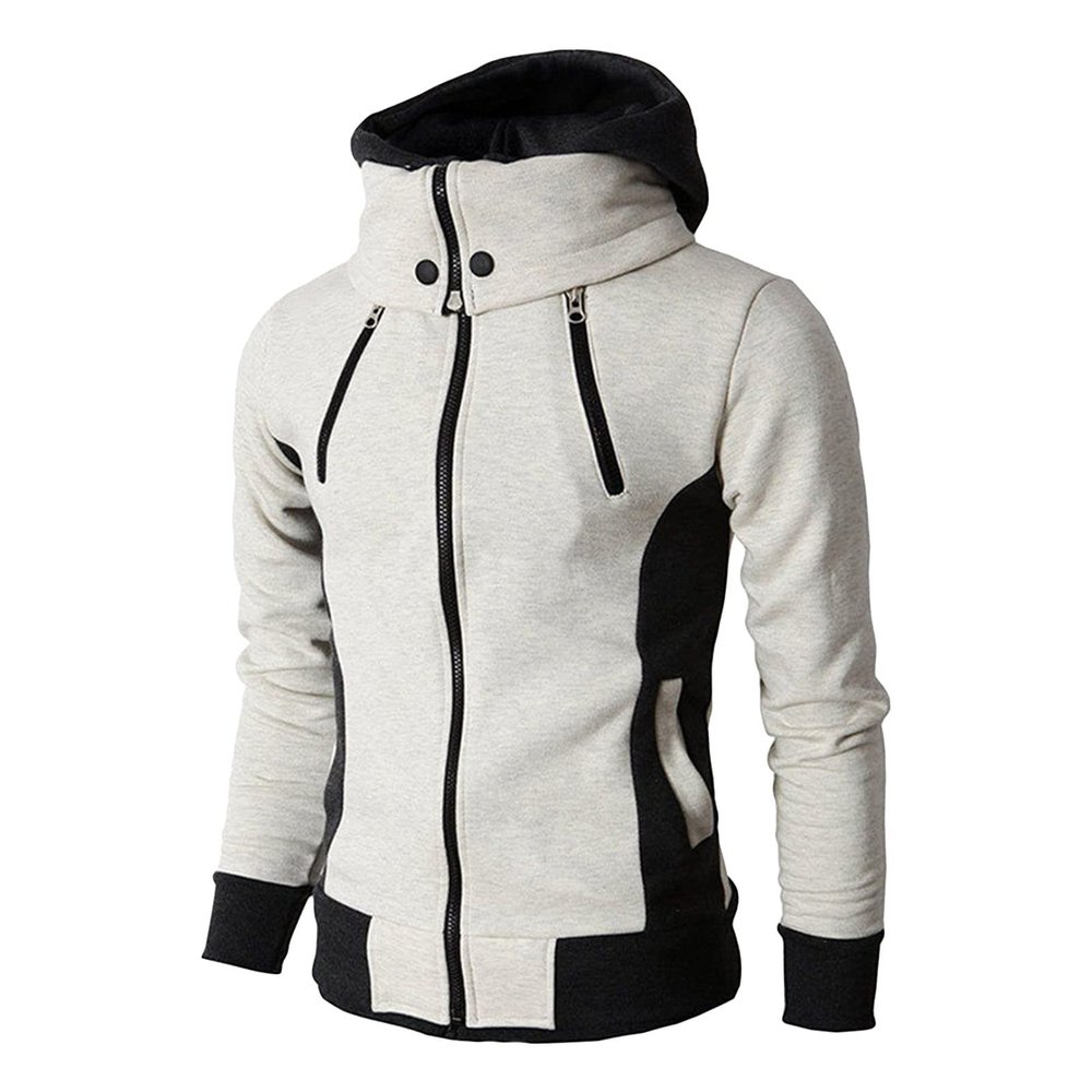 Zip Up Hoodies for Men Slim Fit Winter Warm Hooded Sweatshirt Jacket Long Sleeve Casual Windproof Coats (Light Yellow,X-Large)
