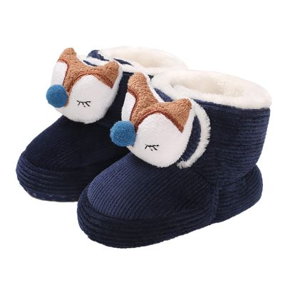 Baby Booties Newborn Infant Booties Fleece Warm Shoes House Slippers Non-Slip Soft Sole Boots 0-18 Months (Blue, 12-18 Months)