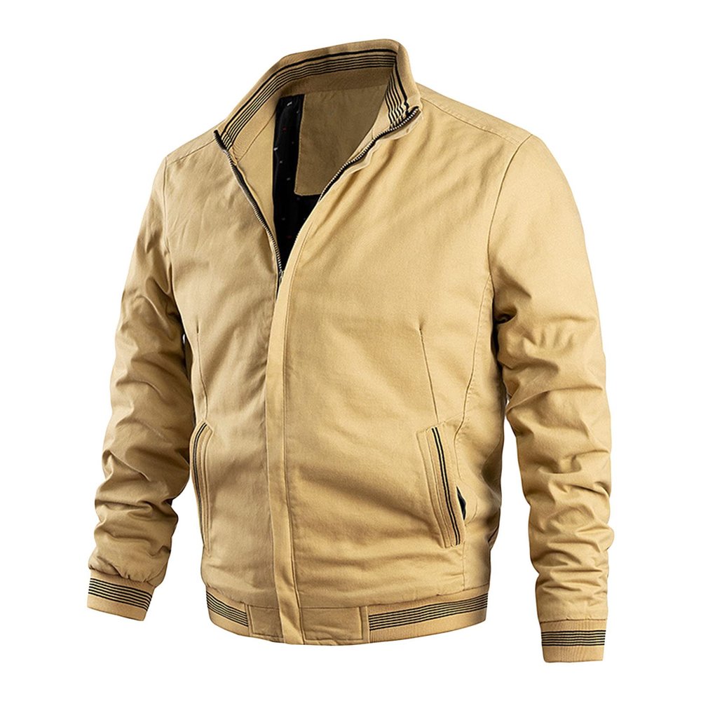 Maiyifu-GJ Bomber Jackets for Mens Fall Winter Slim Fit Lightweight Softshell Coat Cotton Windproof Varsity Baseball Coats (Yellow,X-Large)
