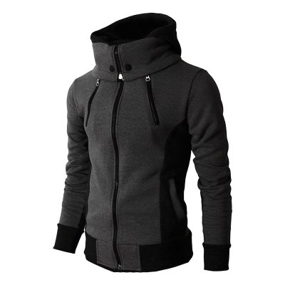 Maiyifu-GJ Zip Up Hoodies for Men Slim Fit Winter Warm Hooded Sweatshirt Jacket Long Sleeve Casual Windproof Coats (Dark Grey,Small)