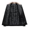 Maiyifu-GJ Men's Faux Fur Collar Bomber Jacket Winter Warm Zipper Lapel Vintage Coat Lightweight Thermal Trucker Coats (Black,XX-Large) view 3